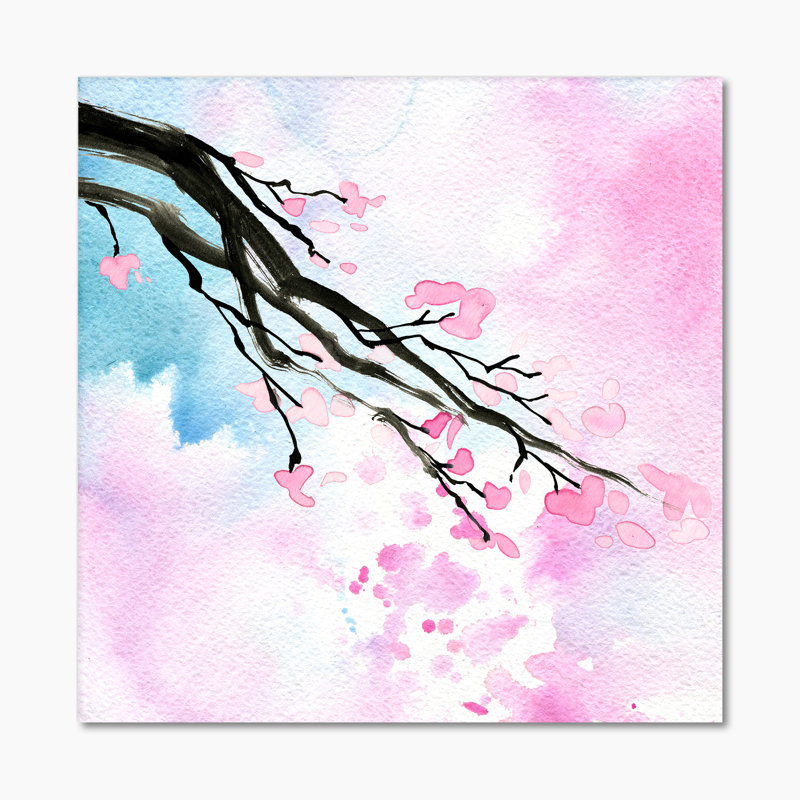 " Cherry Blossom Branch " Painting Print, 36" H x 36" W x 1.5" D, Wrapped Canvas