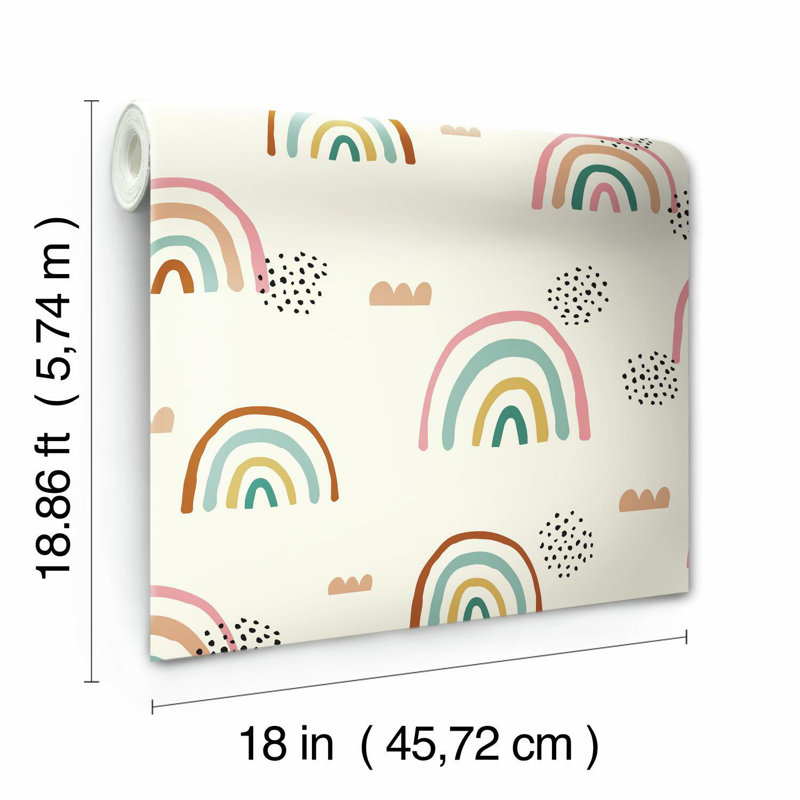 RAINBOW's END PEEL & STICK WALLPAPER, Taupe/Red