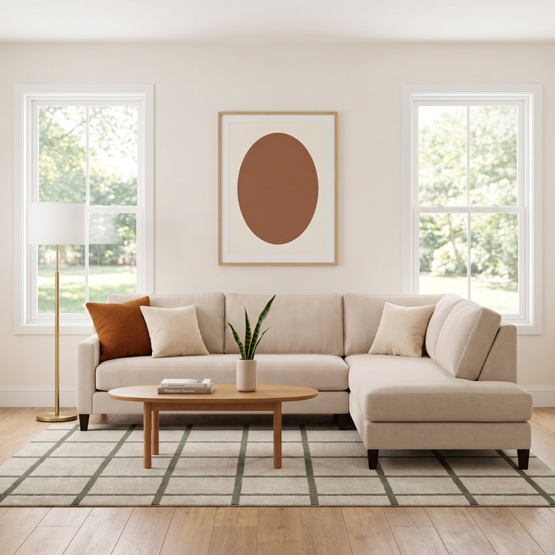 Baker 2-PC Upholstered Sectional, Bella Beach, Right Hand Facing