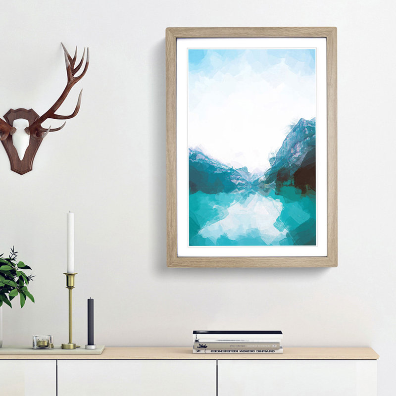 Lake Louise in Canada Abstract Art - Picture Frame Graphic Art Print, Oak Framed, 87cm H x 62cm W x 2cm D