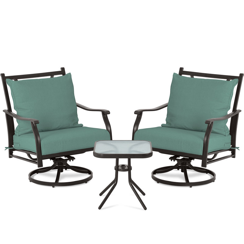 Ensemble de chaises pivotantes d'extérieur Charlton Home®, Bleu paon