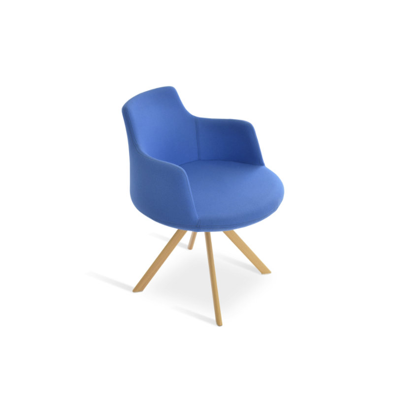 Dervish 18.5'' H Wool Upholstered Metal Armchair, Natural, Sky Blue