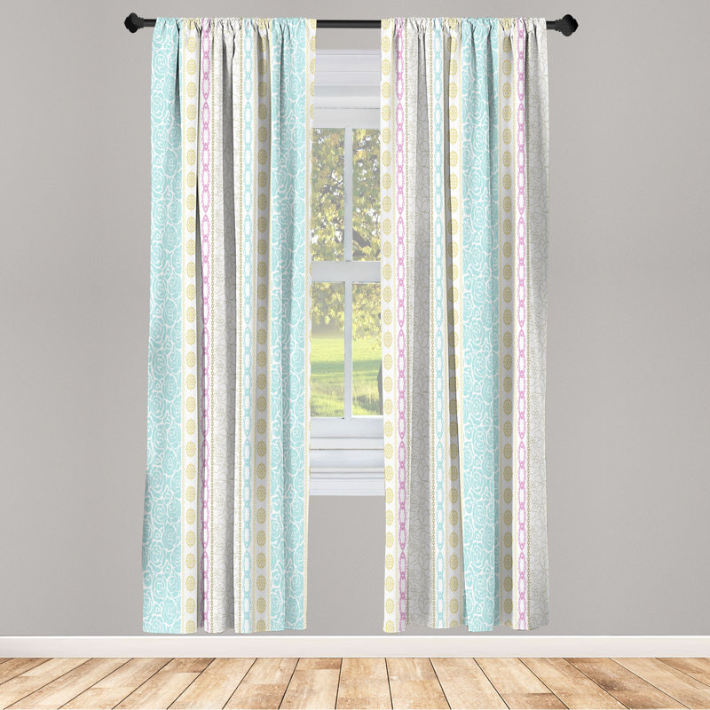 Dakota Fields Rose Curtains, Art Classical Victorian Motifs, Pale Turquoise, 28" W x 95" L