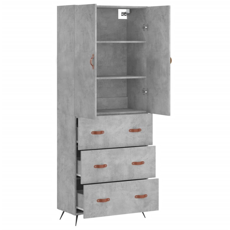 Bartholdi Highboard 69.5x34x180 cm Engineered Wood, Concrete Grey