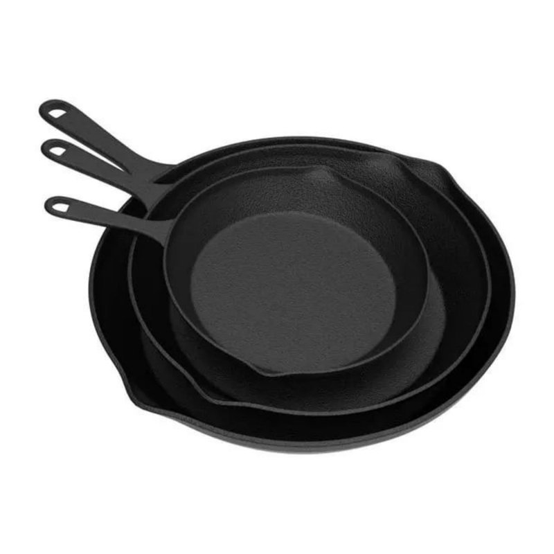 Nonstick Cast Iron Frying Pan Set - 3 Pre-Seasoned Skillets