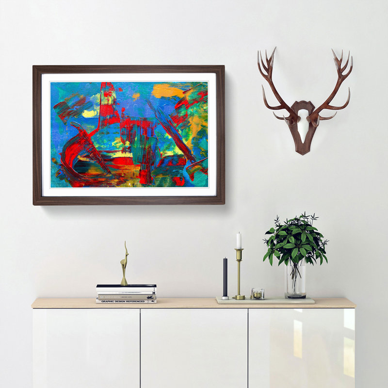 Abstract Art Painting Vol.296 by S.Johnson - Framed Print, Walnut Framed, 62cm H x 87cm W x 2cm D