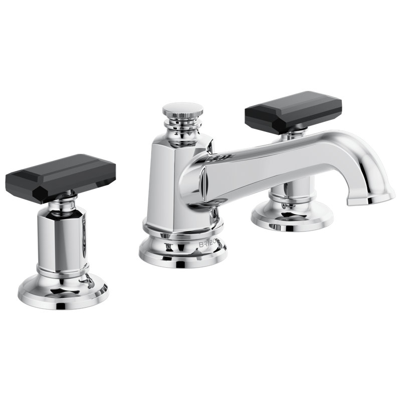 Invari™ Widespread Lavatory Faucet with Angled Spout, Polished Chrome, Knob