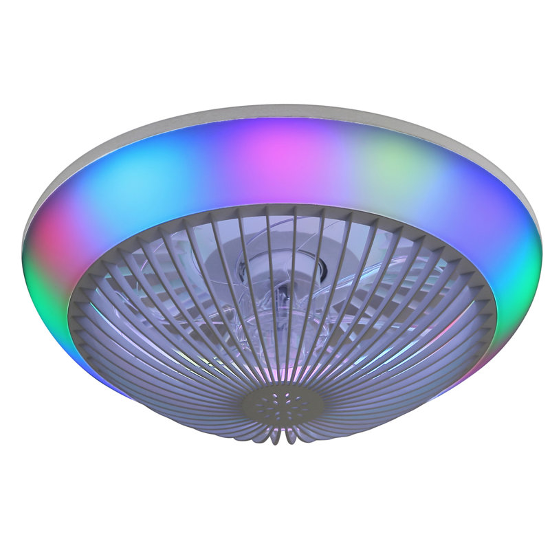 Ventilateur de plafond fermé à DEL 15 pouces à intensité variable avec télécommande à 6 vitesses sans pales pour chambre à coucher