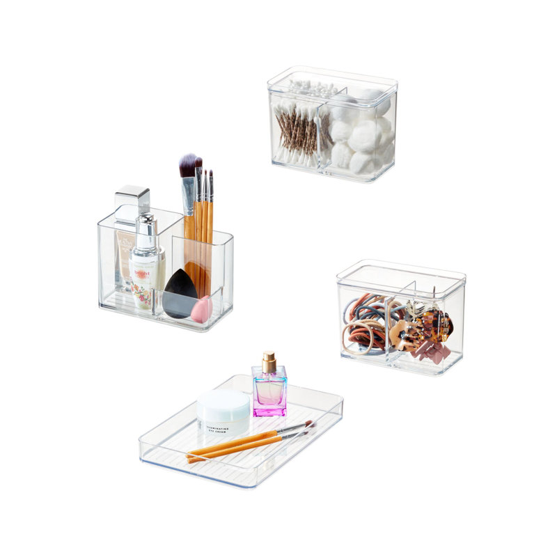 Ensemble de maquillage pour comptoir et tiroirs iDesign - Collection Luci - ensemble de 3 transparents