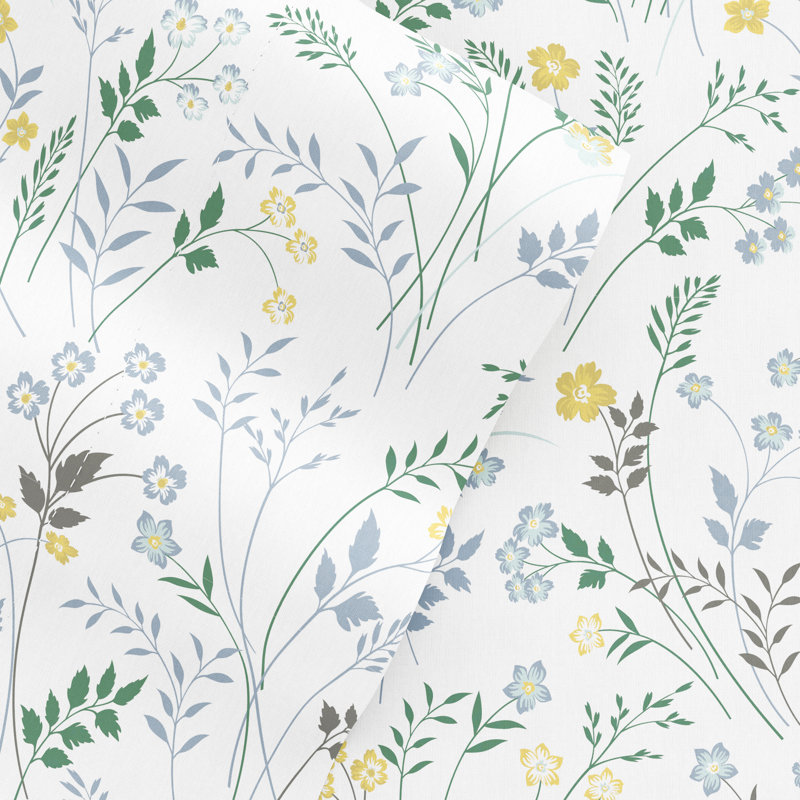 Tyler Wildflower Pattern Microfiber Sheet Set, King Sheet Set + Fitted Sheet + 2 Pillowcases