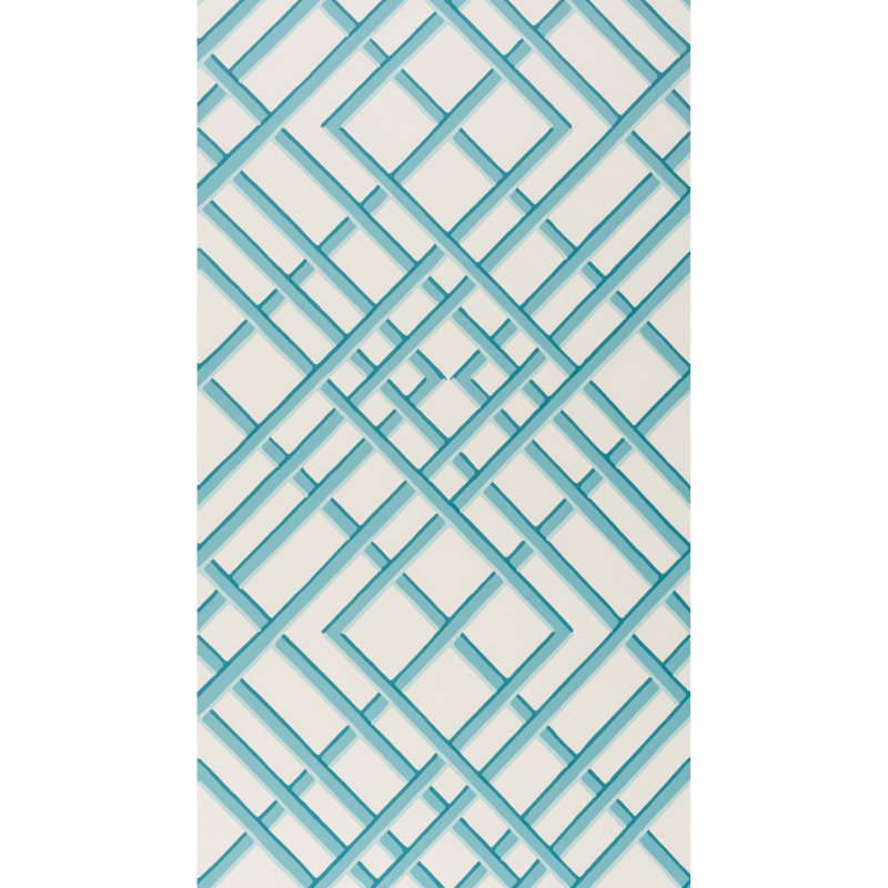 Treillage Sidewall 30' L x 21" W Wallpaper Roll, Aqua