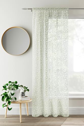 Galewood Sheer Curtain Single Panel, 140cm Width x 137cm Drop, Green
