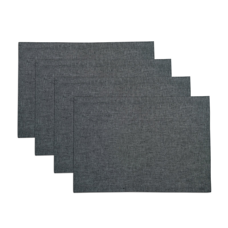 100% Pure Linen Placemats - Athena, Charcoal Grey