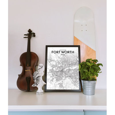 Fort Worth City Map - Unframed Graphic Art Print on Paper