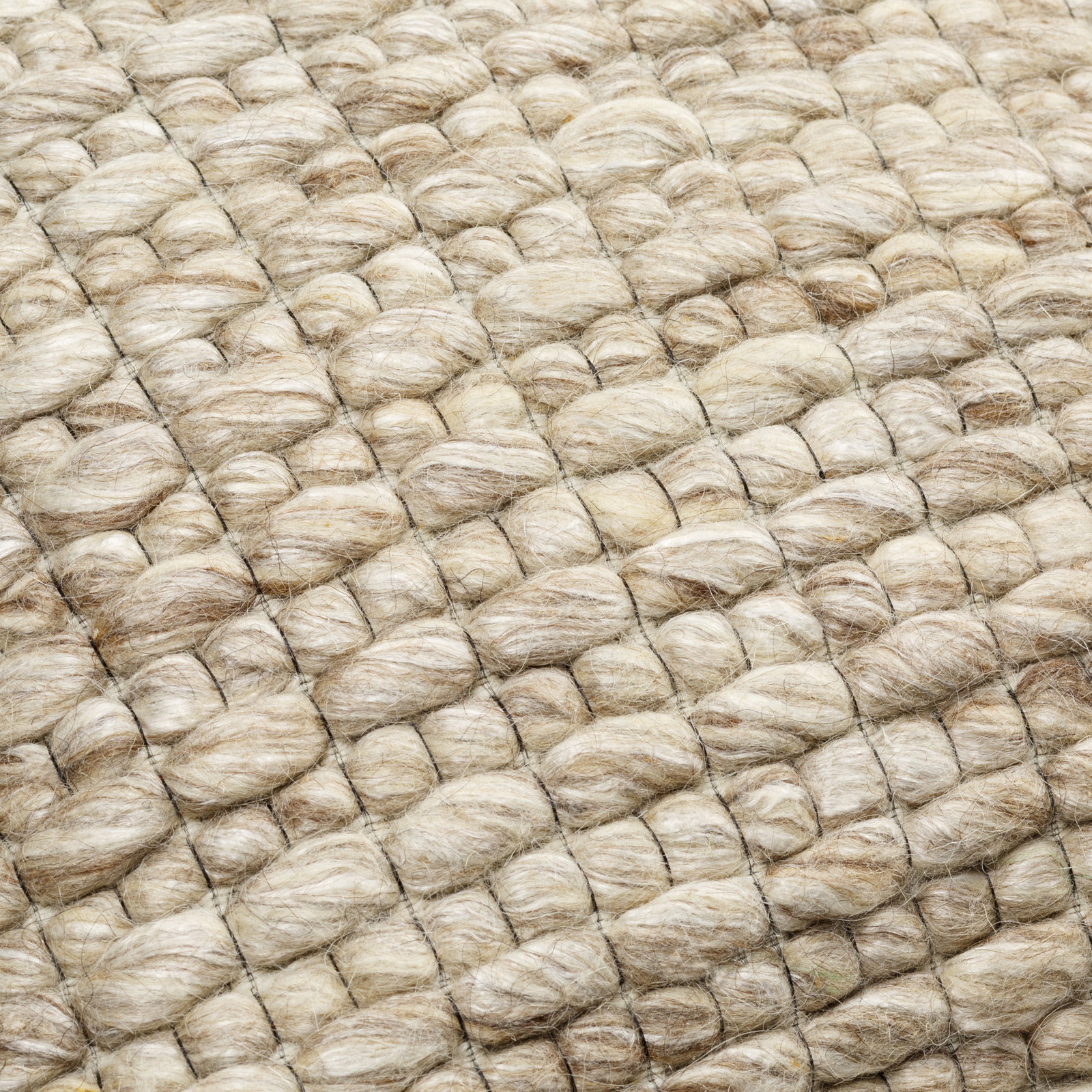Cormac Reversible Wool Throw Pillow with Tassels, 20" x 20", Brown/Beige/Off-White, Down