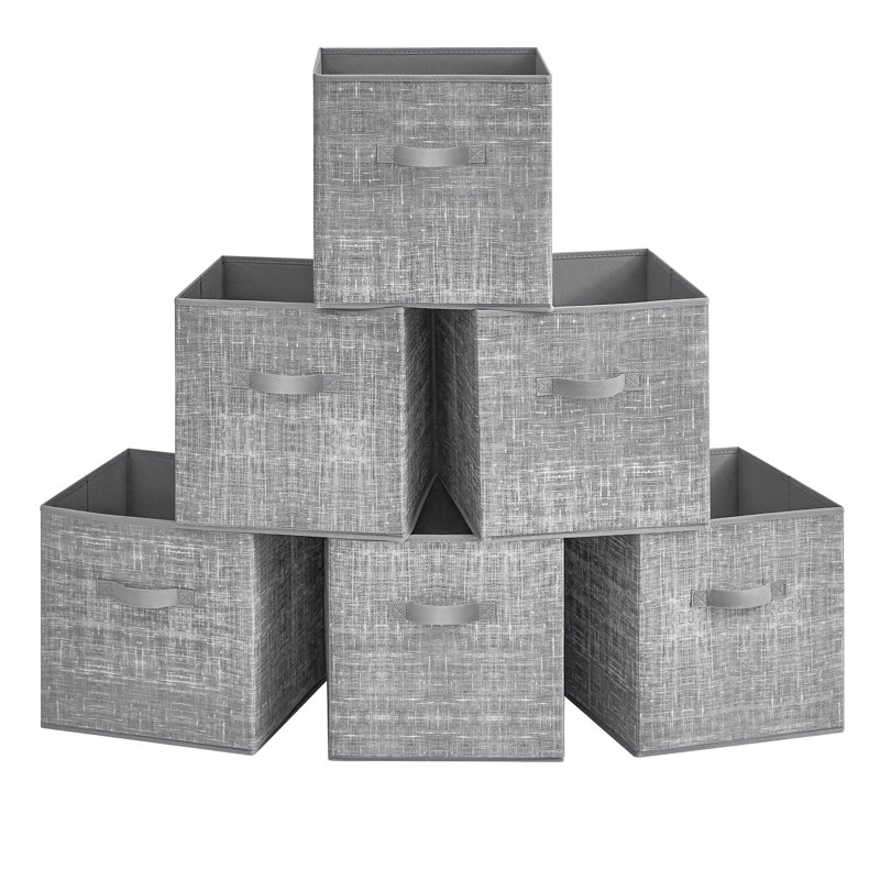 Cubes de rangement, ensemble de 6 bacs en tissu non tissé de 13 pouces avec poignées doubles, organisateurs de placard pour tablettes, pliables, pour vêtements