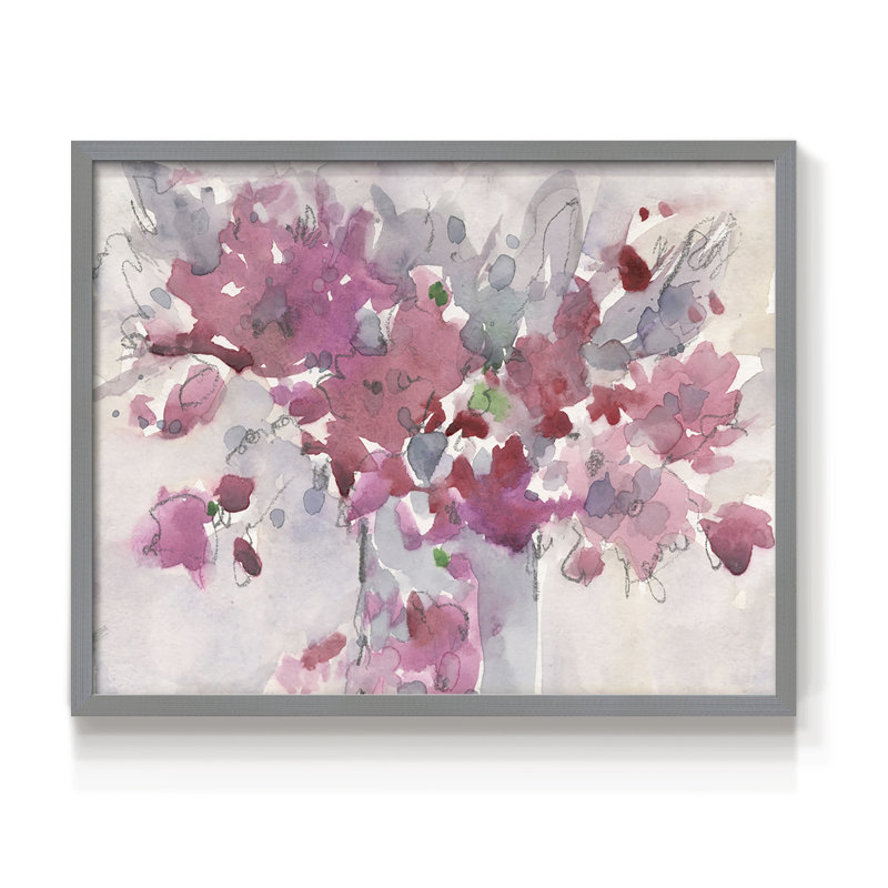 Cadre floral II - reproduction encadrée - réarmable, H 11 po x l 14 po, Gris
