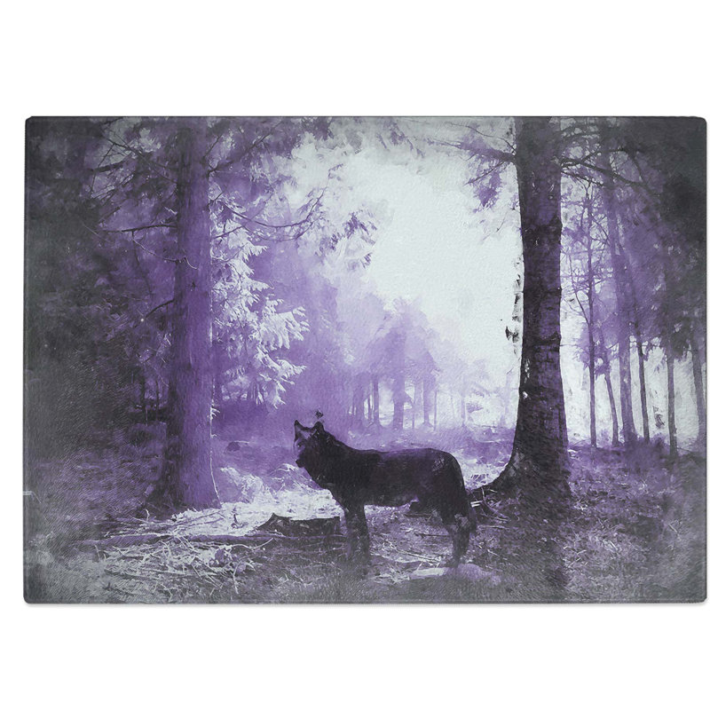 Tempered Glass Wolf in a Forest Chopping Board, 28.5 cm W x 20 cm L