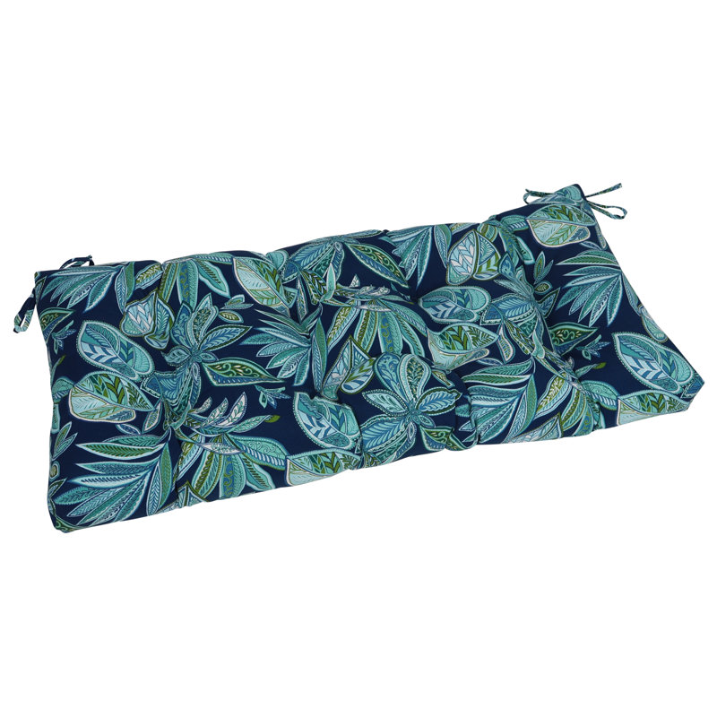 42-Inch By 19-Inch Outdoor Tufted Loveseat Cushion, Blue/Crestwood Marine Floral