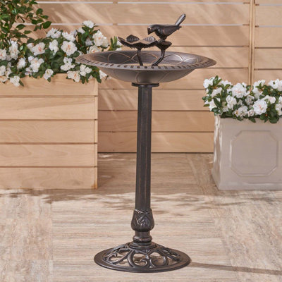 Vintage-Style Rust-Proof Aluminum and Iron Bird Bath for Attracting Wildlife to Your Garden or Patio