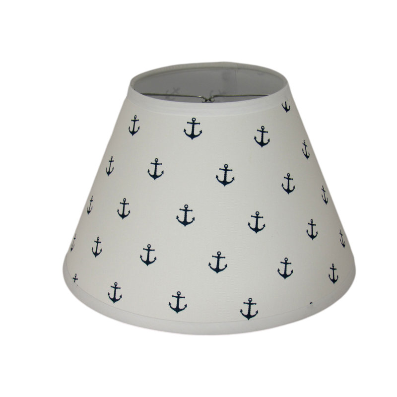 Petit abat-jour empire en coton bleu / blanc, H 7 po x l 8 po x P 8 po