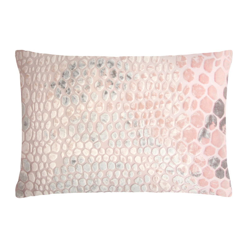 Snakeskin Square Velvet Pillow Cover & Insert, Rectangle 14"H x 20"W, Blush