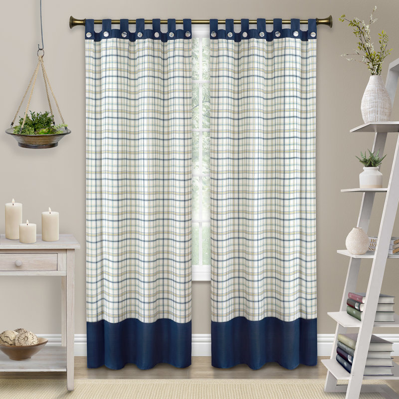 Panneau de rideau simple semi-transparent Madelia, L 52 po x L 63 po, Bleu marine