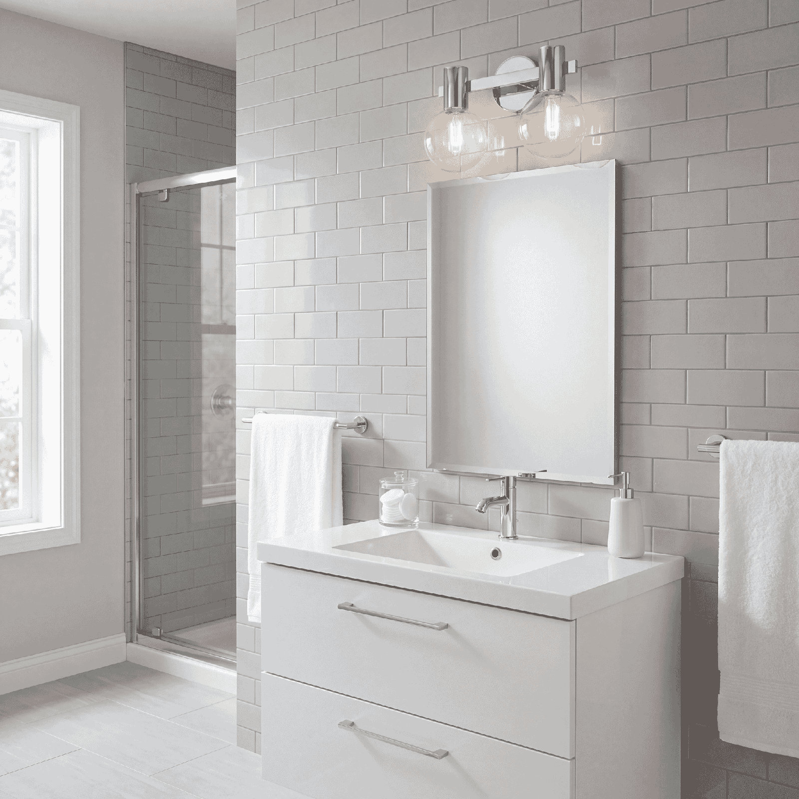 Ryenne Bath Sconce, Chrome, 10" H x 15.5" W x 15.5" D, 2 Lights