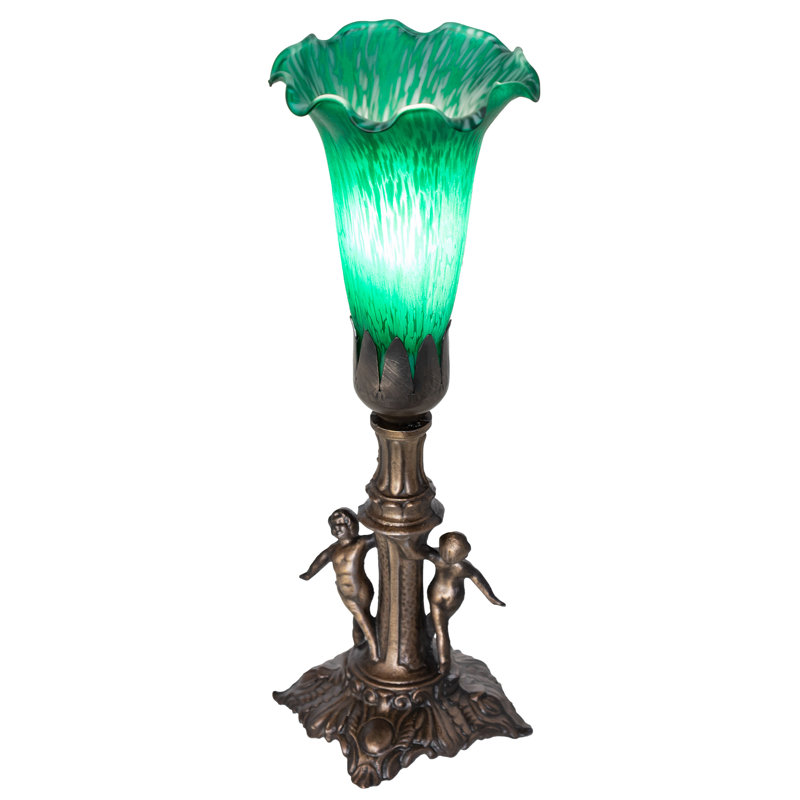 Mini lampe verte 11 po Tiffany Pond Lily Maidens, Vert