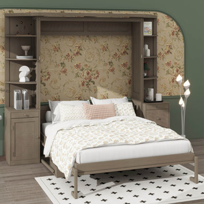 Queen Murphy Bed With Integrated Desk, Storage Units, And Cabinets