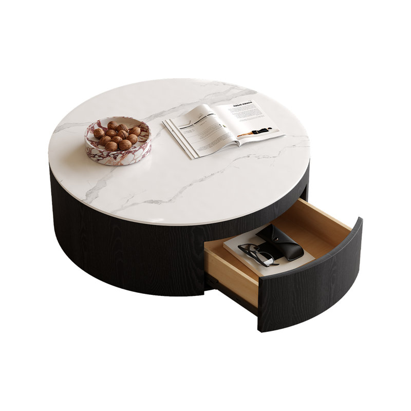 Table basse de 31,5 po avec rangement au design moderne et espace de rangement caché, Noir