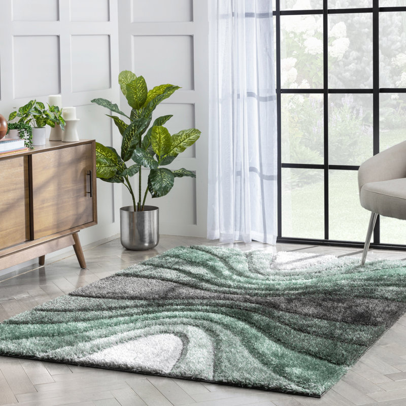 San Francisco Green/Black/Grey Rug, Rectangle 160 x 220cm