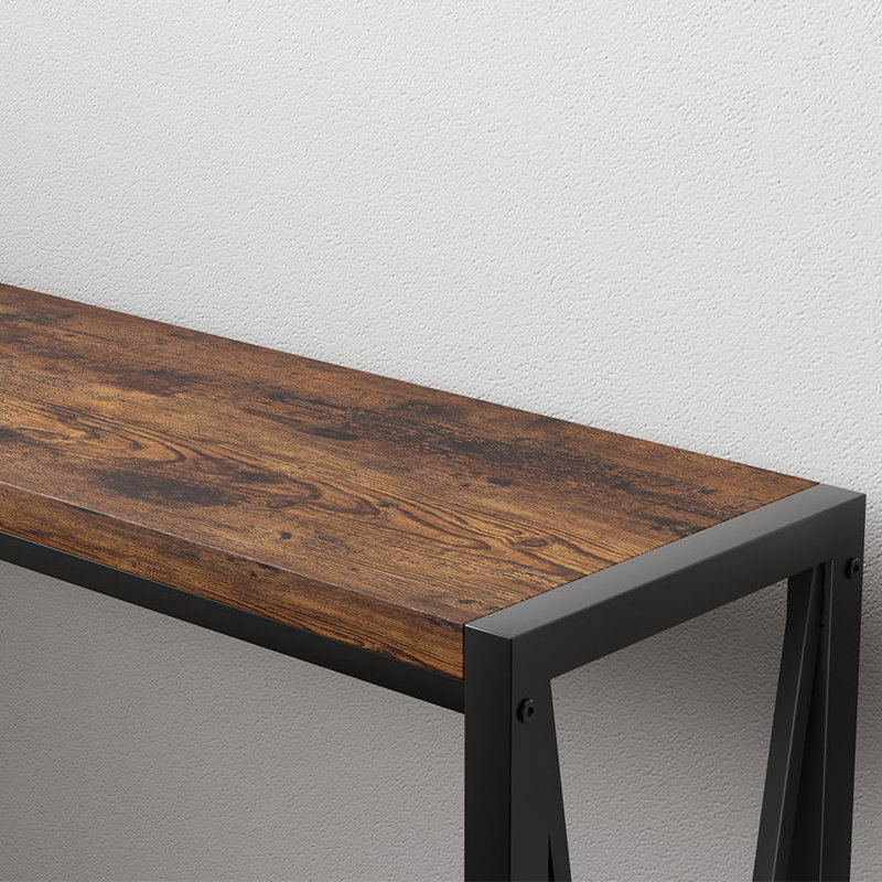 Console Table, Entryway Table With Storage, Industrial Sofa Table With V Design, 2-Tier Narrow Console Table, Brown