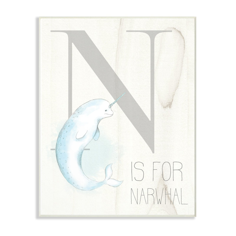 «Bilberry N is for Narwhal», illustration, Plaque murale, H 13 po x l 19 po x P 0,5 po
