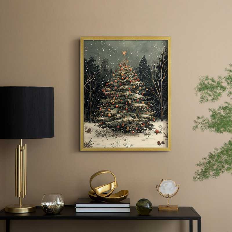 «Christmas Holiday Art», reproduction encadrée DCXIX, H 11 po x l 9 po, Doré