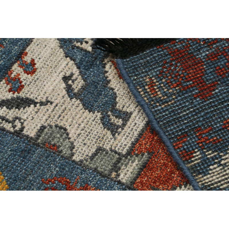 Burano Hand Knotted Wool Animal Print Area Rug, Runner 3' x 8'