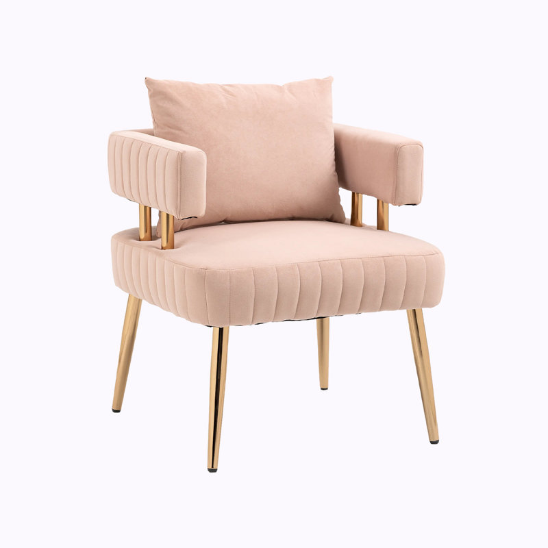 Chaise avec accoudoirs d'appoint, Velours rose