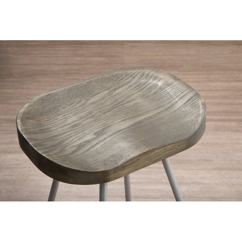 Counter Stool with Metal Frame, Brown/Silver