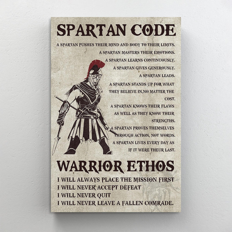 " Spartan Code Warrior Ethos ", 36" H x 24" W x 1.25" D