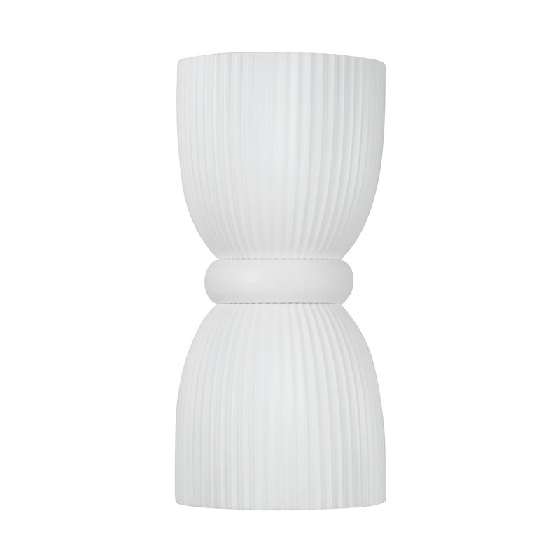 8" W x 16.75" H 2-Light Handcrafted Fluted Ceramic Sconce in Matte White