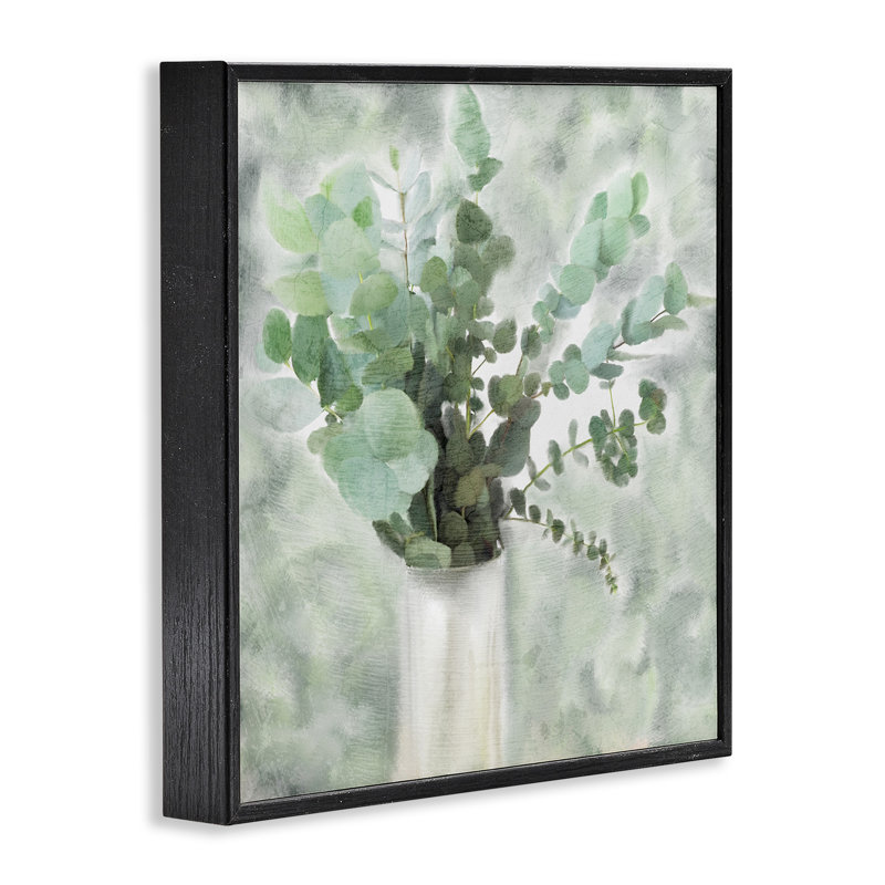 Sage vert peintre Eucalyptus dans un vase blanc surdimensionné encadré par estampe numérique par Kimberly Allen