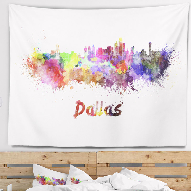 Tapisserie de dallas skyline Cityscape, H 78 po x l 92 po