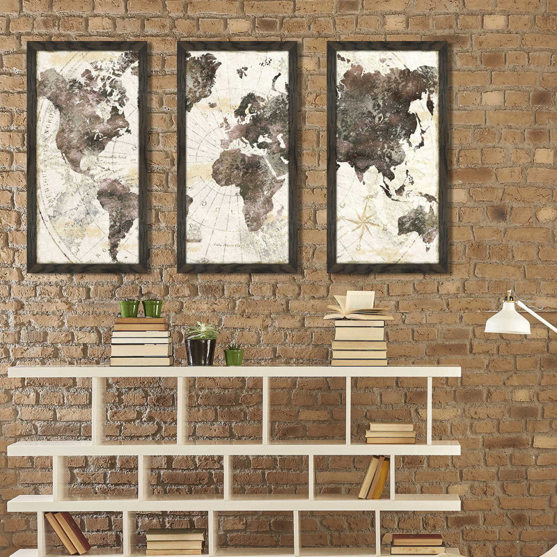 Terra Nova par CAD Designs - 3 pièces encadrées, impression, L 40,5 po x H 25,5 po x P 1 po