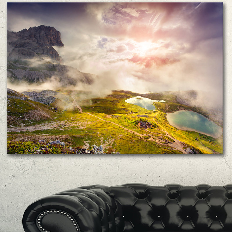 « soleil on the lacs del piani », reproduction de photo sur toile tendue, H 16 po x l 32 po