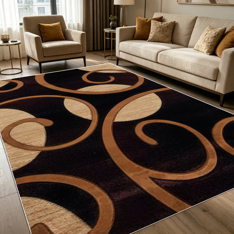 1PC Vintage Swirl Scroll Geometric Pattern area rugs for Living Room, Soft and Comfortable, Suitable for all seasons, easy-to-maintain, machine washable Indoor floor mat, Under Table Farmhouse suitable for dining room, bedroom, kitchen, entryway,
