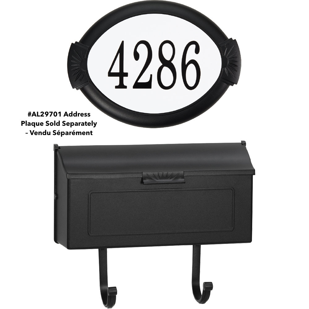 Cast Aluminum Wall-Mounted Mailbox, Black