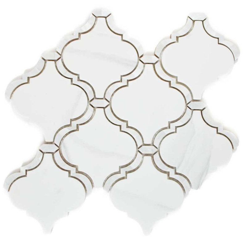 Tahitian Pearl 14" x 14.5" Glass Satin Mosaic Wall Tile, White