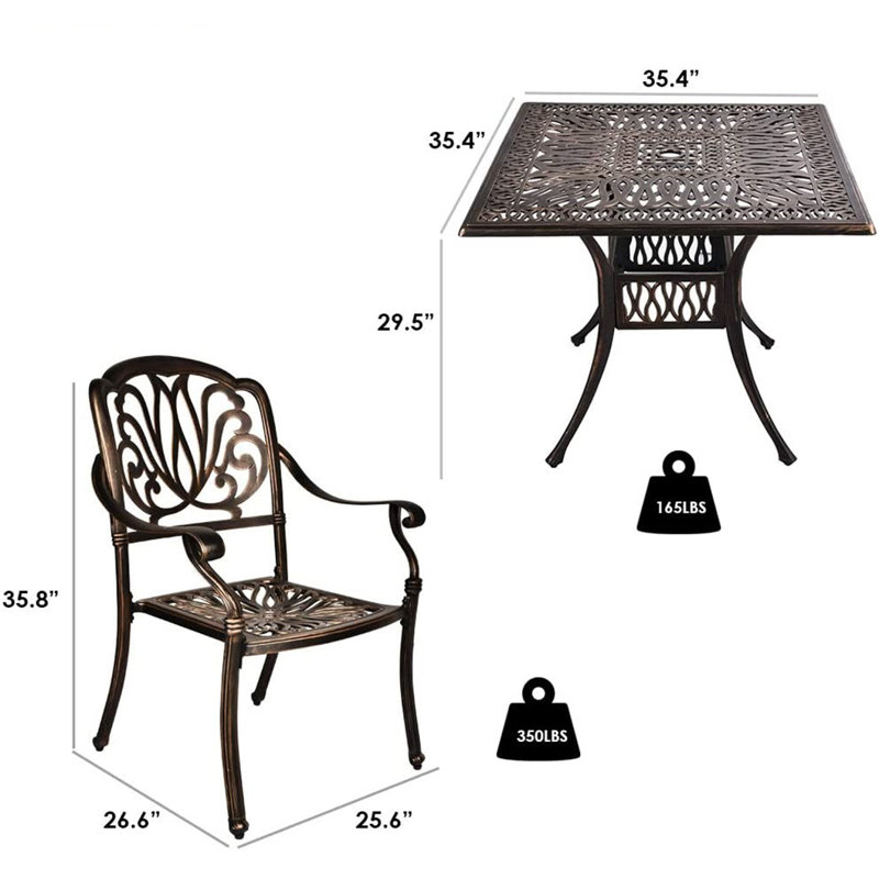 Leasure 4 - Person Patio Dining Set with Square Table
