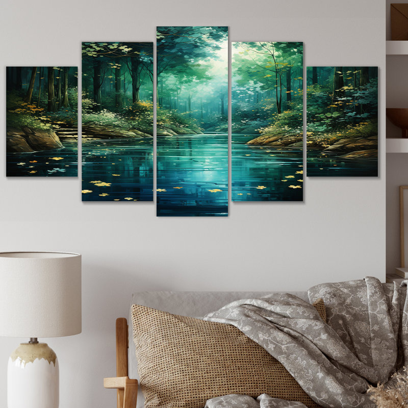 «Forest Emerald Canopy River» sur toile, reproduction de 5 pièces