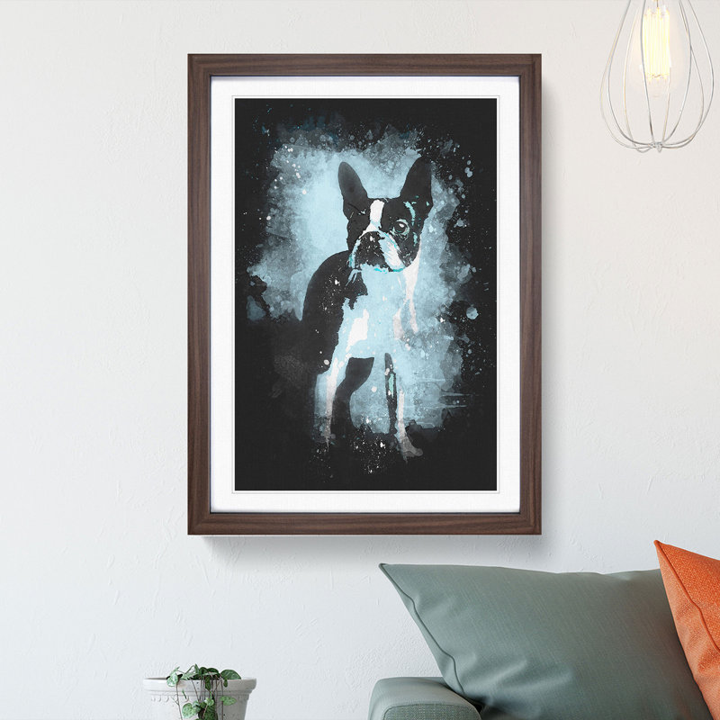 Boston Terrier Dog - Framed Print, Walnut Framed, 87cm H x 62cm W x 2cm D